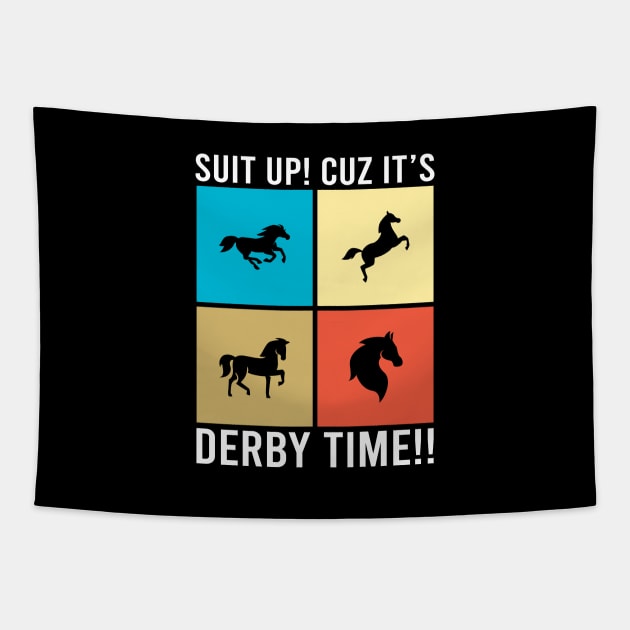 Derby Time Vintage Horse Race Men Women, Funny Retro Kentucky Derby Suit churchill downs Tapestry by Printofi.com