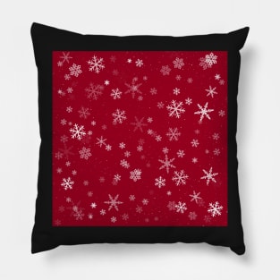 Red and White Snowflakes Winter Pattern Pillow