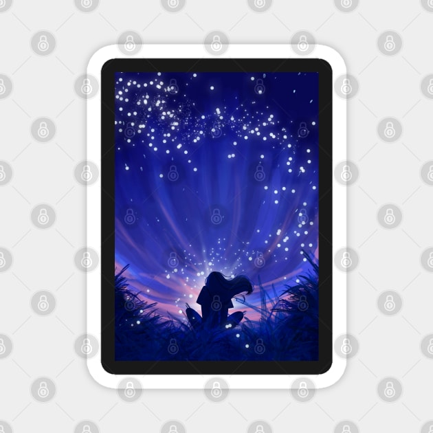 Blue Tints Fireflies Magnet by Astroparticule