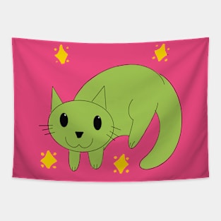 Floppy cat green Tapestry