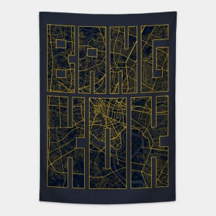 Bangkok, Thailand City Map Typography - Gold Art Deco Tapestry