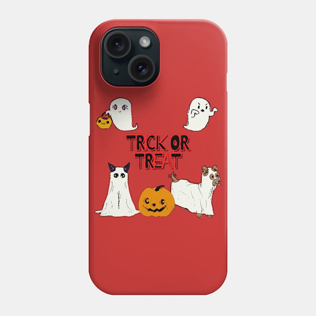 Trick Or Treat! - Cute Friendly Halloween Ghosts Design Phone Case by mareescatharsis