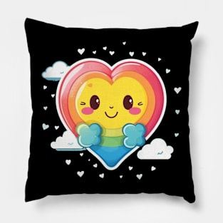 Cute Kawai Colorful Rainbow Heart Pillow