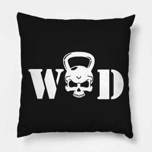 WOD Kettlebell Skull White Pillow