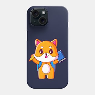 Cute shiba inu go to school Phone Case