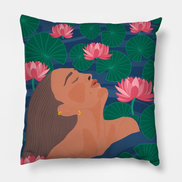 Lotus Pond Pillow by Shreyasi