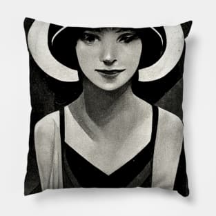 Art Deco Flapper Fashion Sketch Pillow