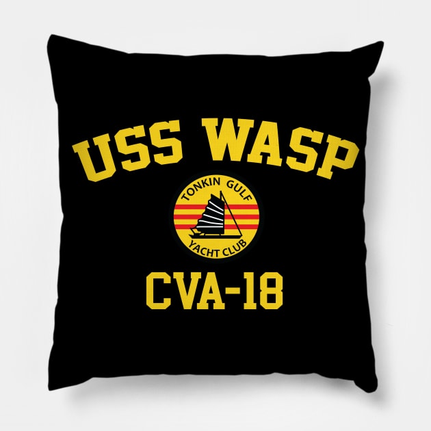 USS Wasp CVA-18 Tonkin Gulf Yacht Club Pillow by Tonkin Gulf Yacht Club