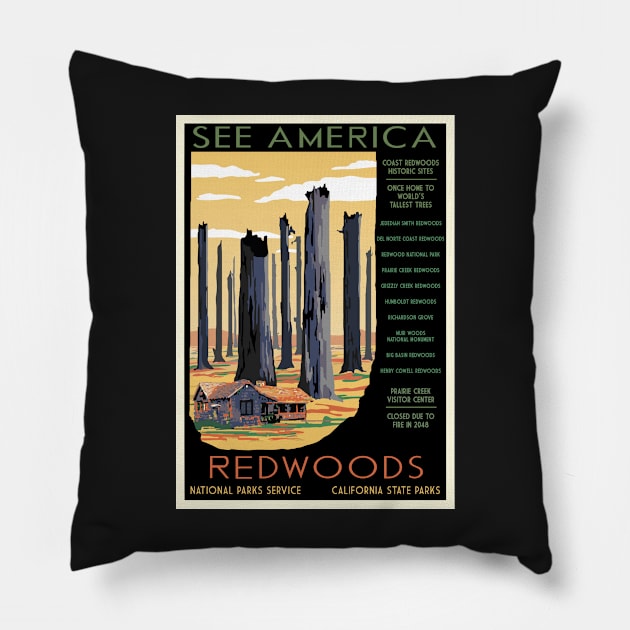 National Parks 2050: Redwoods Pillow by HRothstein