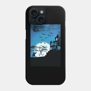 Spooky Blue Halloween Silhouette Illustration Phone Case