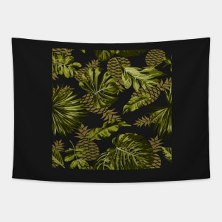 Tropical Leaves and Pineapples Tapestry