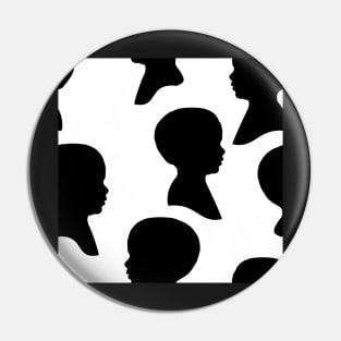 Little Boy Silhouette - Black on White Background Pin