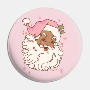 Retro Black Santa Claus Mid Century Modern Cute Pink Santa Pin