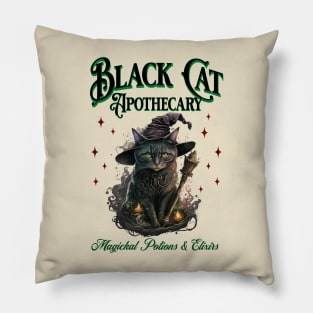 Black Cat Apothecary - Magickal Potions and Elixirs Halloween Pillow