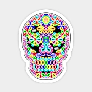 Neon Skull De Los Muertos Magnet