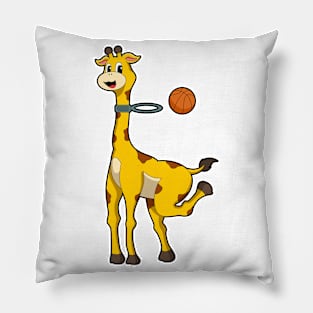 Giraffe at Basketball with Basketball hoop Pillow