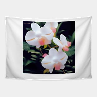 Delicate White and Pink Orchids Tapestry