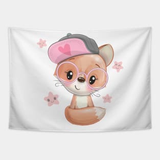 Cute Cartoon Fox Tapestry