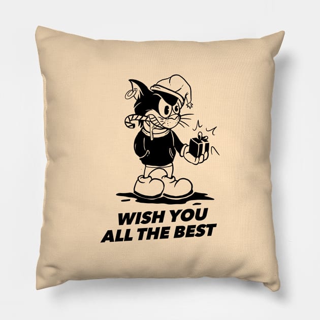 Wish You All The Best Bad Cat Gift Pillow by yogisnanda