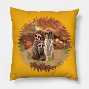 Three Meerly Meerkats Pillow