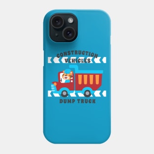 Vector illustration of contruction vehicle with cute litle animal driver. Phone Case