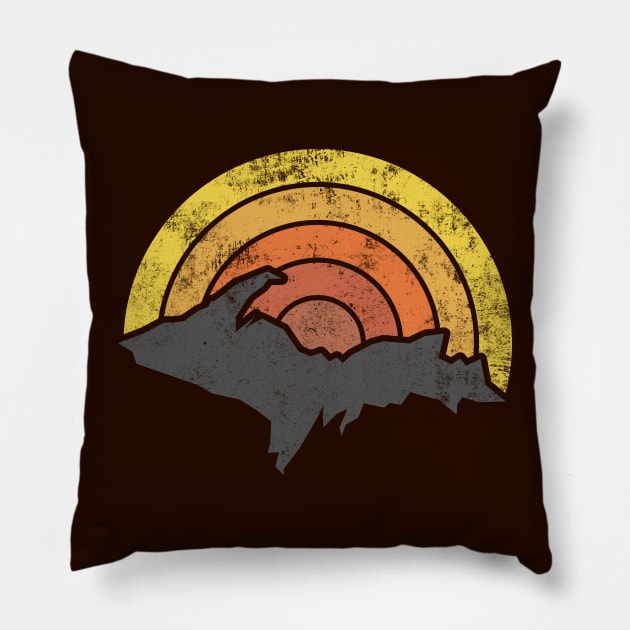 Retro Upper Peninsula Sunrise Pillow by Bruce Brotherton