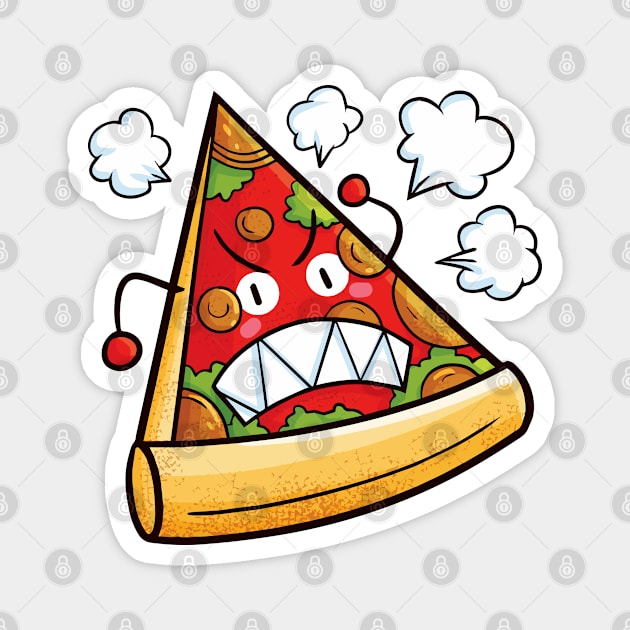 Sharp Teeth Red Angry Pizza Magnet by Jocularity Art