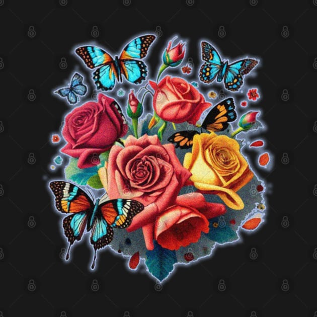 Beautiful Butterflies and Colourful Roses by JnS Merch Store