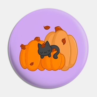 Sleepy Pumpkin Cat Pin