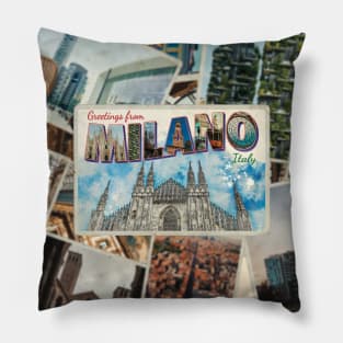 Greetings from Milano in Italy vintage style retro souvenir Pillow