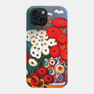 Cute Abstract Flowers in a Red and White Vase Still Life Painting Phone Case