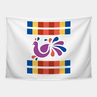 Multicolored Peacock - Colorful Stripes Tapestry