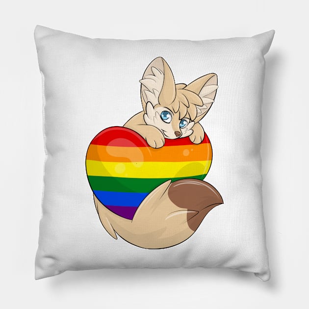 LGBTQIA Heart Flag - Fennec Fox Pillow by Fennekfuchs