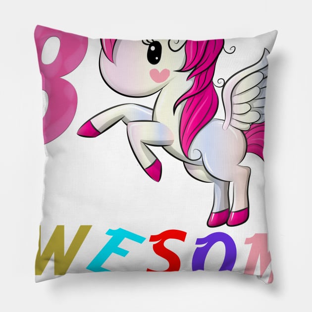 8 Years Old 8th Birthday Unicorn Dabbing Shirt Girl Party T-Shirt Pillow by key_ro