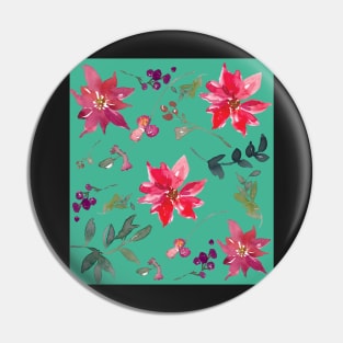 Red, Purple, blue and Green Watercolour Flower Leaves Pin