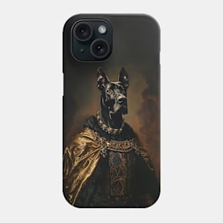 Noble Hound: Black Great Dane in Royal Attire Phone Case