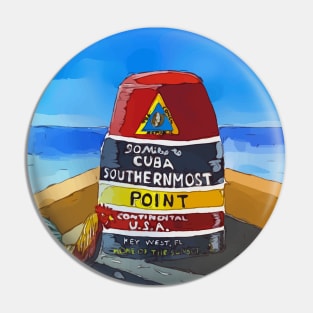 The marker that stands at the southernmost point in the US and 90 miles to Cuba in the United States Pin