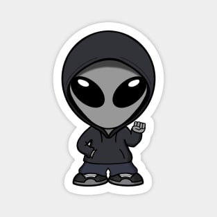 Gray Alien With Fist Raised Magnet