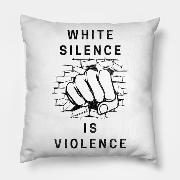 White Silence Is Violence Pillow by CF.LAB.DESIGN