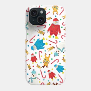 Winter Holiday Penguins, Reindeer and Polar Bears with Confetti Polka Dots Phone Case