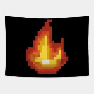 Pixel art - Flame black version Tapestry