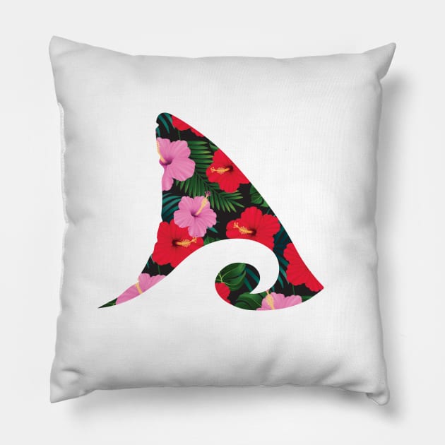 Shark Fin Ocean Wave (Manō Edition) Pillow by analogdreamz