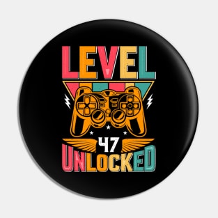 Level 47 Unlocked Awesome Since 1976 Funny Gamer Birthday Pin