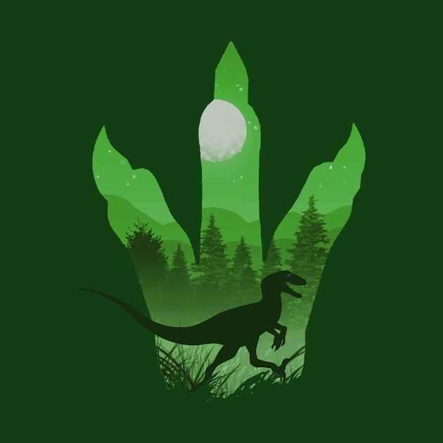 Green Dinosaur Silhouette inside Claw by FalconArt