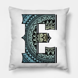 Mandala with alphabet E. Pillow