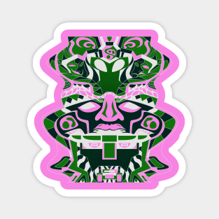 omega totem in mecha sentinel disguise ecopop tribal olmec pink mask Magnet