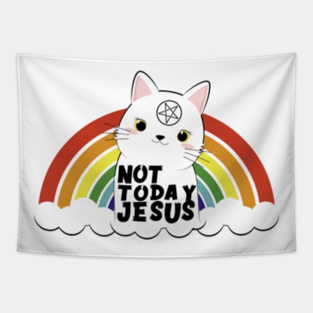 Not today jesus satanic cat gothic gift Tapestry by glaucomaegford