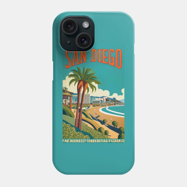 A Vintage Travel Art of San Diego - California - US Phone Case by goodoldvintage