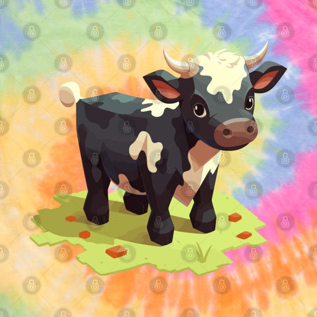 Delightfully Funky Chibi Isometric Cow by DanielLiamGill