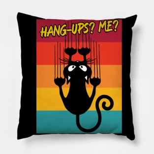 Black Cat Hanging – Hang Ups? Me? Pillow